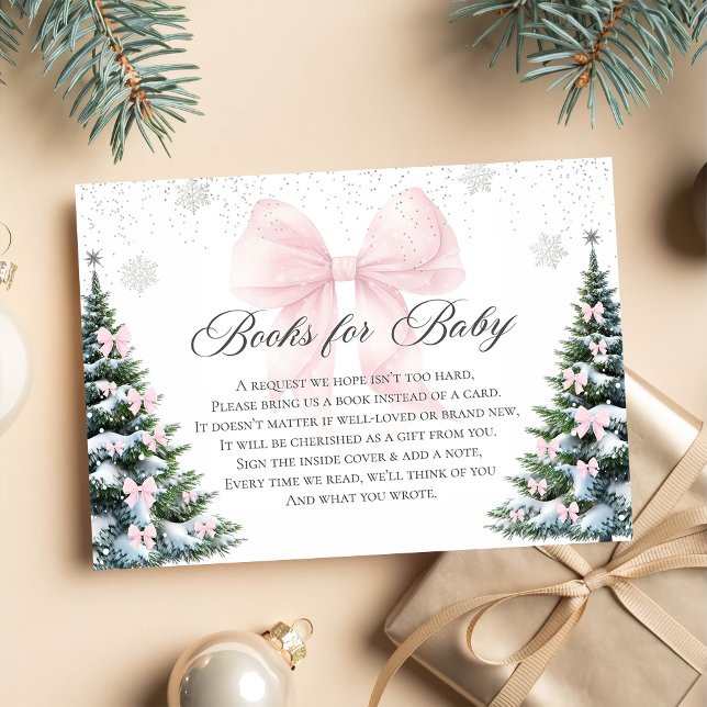 Carte D'accompagnement Winter Christmas Bow Baby Shower Books For Baby (Créateur téléchargé)
