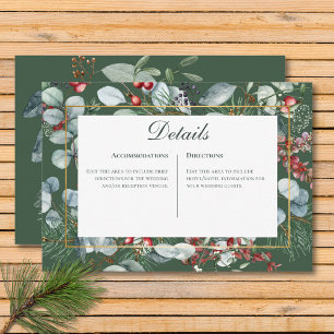Carte D'accompagnement Winter Christmas Green Details Mariage