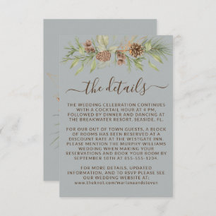 Carte D'accompagnement Winter Grey Détails Mariage du site Web RSVP