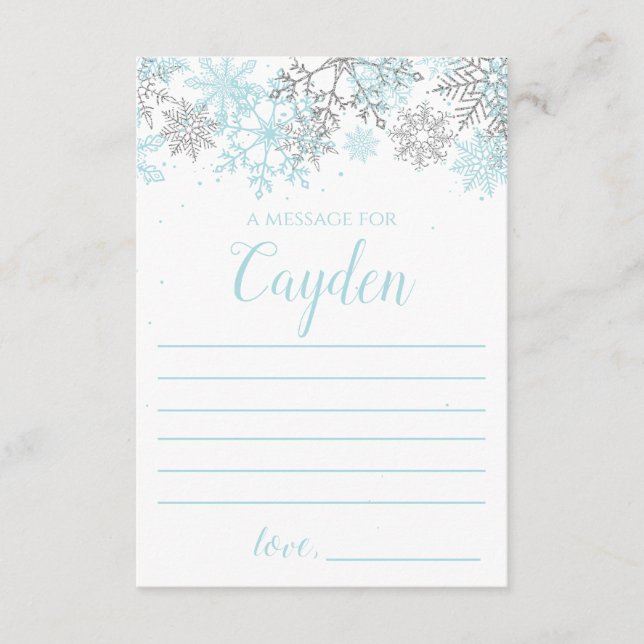 Carte D'accompagnement Winter Onederland Time Capsule message bleu argent (Devant)