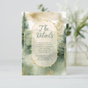 Carte D'accompagnement Winter Pine Tree Forest Rustic Mariage Détails