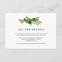 Winter Pines Mariage Détails sur l'invité