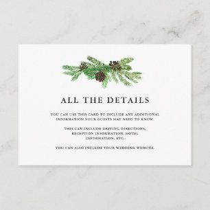 Carte D'accompagnement Winter Pines Mariage Détails sur l'invité