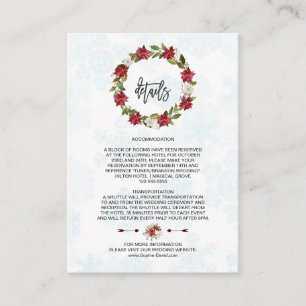 Carte D'accompagnement Winter Poinsettia Snowflakes Détails du Mariage