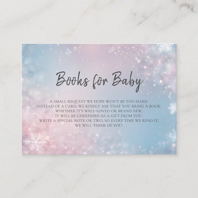Carte D'accompagnement Winter Snowflake Livres Neutres Genre Pour Bébé (Devant)