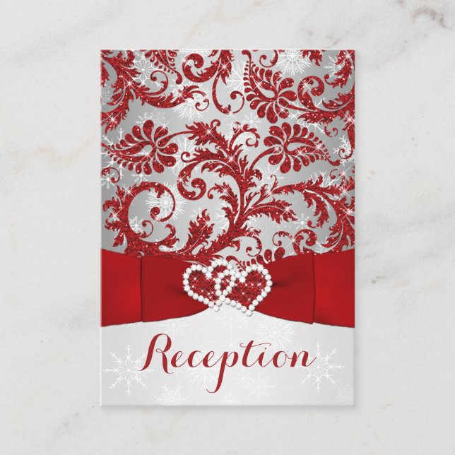 Carte D'accompagnement Winter Wonderland, Coeurs joints Insertion - Rouge (Devant)