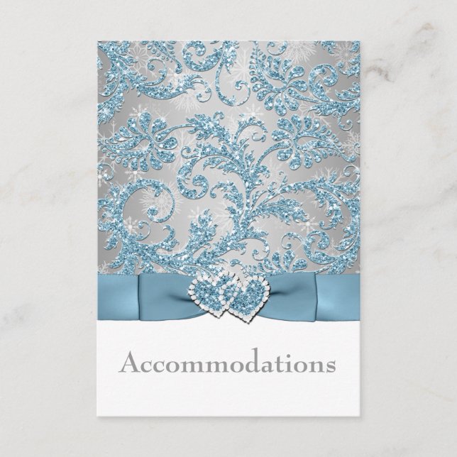 Carte D'accompagnement Winter Wonderland, Coeurs joints Mariage Enclôture (Devant)
