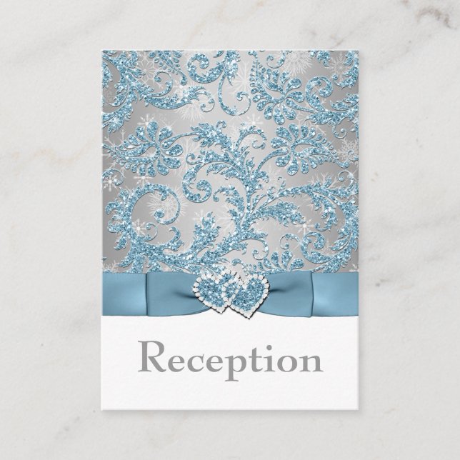 Carte D'accompagnement Winter Wonderland, Coeurs Joints Mariage Insertion (Devant)