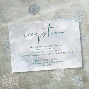 Carte D'accompagnement Winter Wonderland Script Neige Mariage Réception