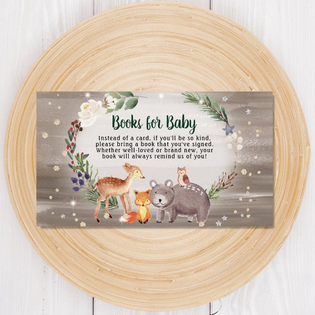 Carte D'accompagnement Winter Woodland Animaux Livres Pour Baby shower (Créateur téléchargé)