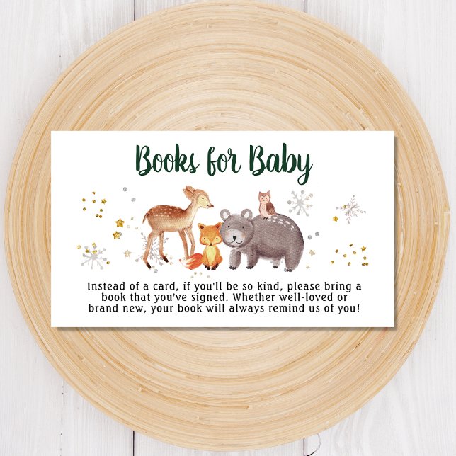 Carte D'accompagnement Winter Woodland Animaux Livres Pour Baby shower (Créateur téléchargé)