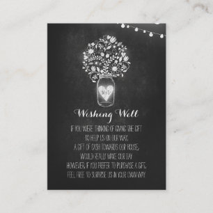 Carte D'accompagnement Wishing well Floral Rustic Mason Jar Chalk