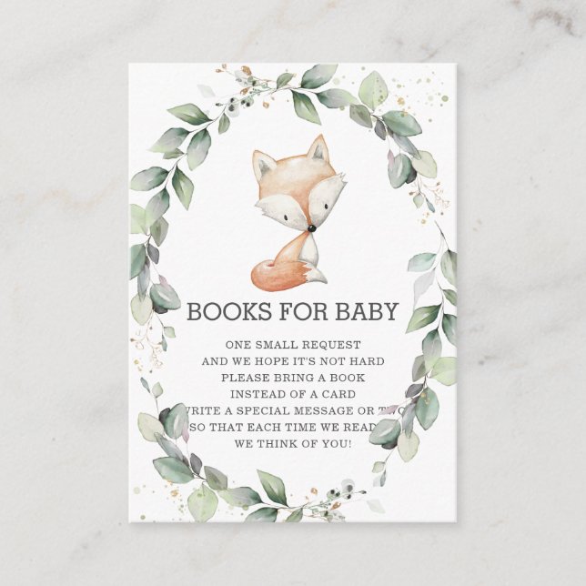 Carte D'accompagnement Woodland Animal Fox Greenery Livres de couronne po (Devant)