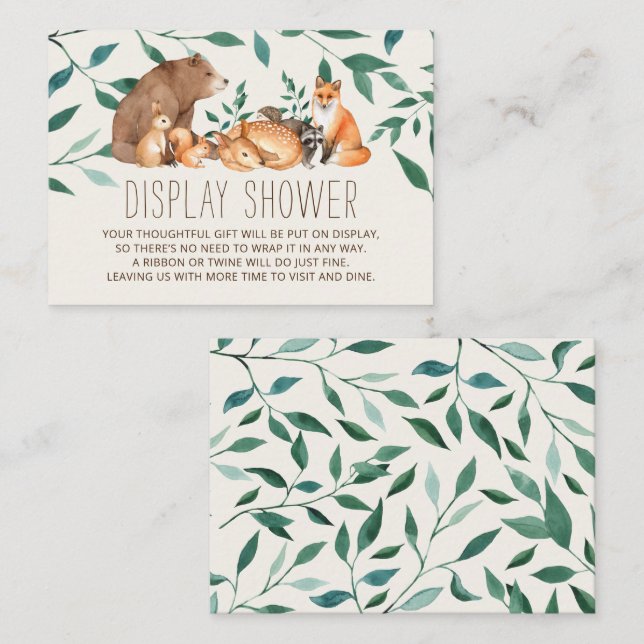 Carte D'accompagnement Woodland Animal Friends Cadeau Afficher Douche Enc (Devant / Derrière)