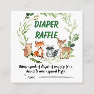 Carte D'accompagnement Woodland animals greenery diaper raffle