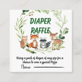 Carte D'accompagnement Woodland animals greenery diaper raffle