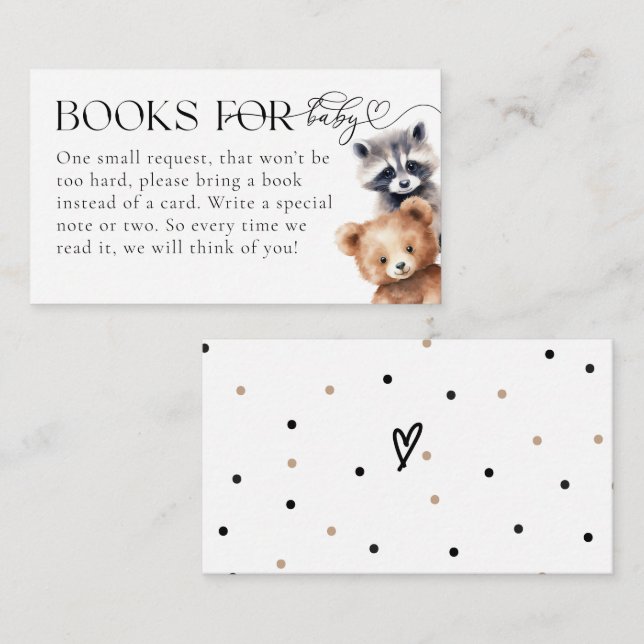 Carte D'accompagnement Woodland Animaux Baby showers modernes Livres (Devant / Derrière)