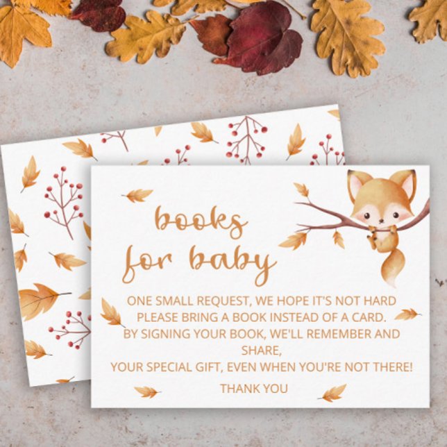 Carte D'accompagnement Woodland Autumn Baby Fox livres pour billet bébé (Créateur téléchargé)