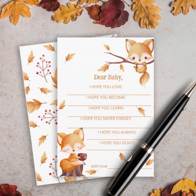 Carte D'accompagnement Woodland Autumn Baby Fox veut pour bébé (Créateur téléchargé)