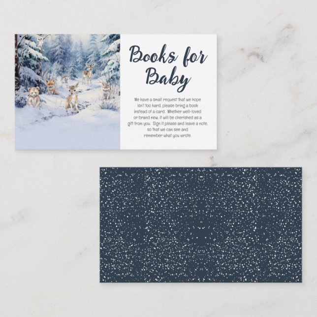 Carte D'accompagnement Woodland Baby Animals Winter Baby Books for Baby (Devant / Derrière)