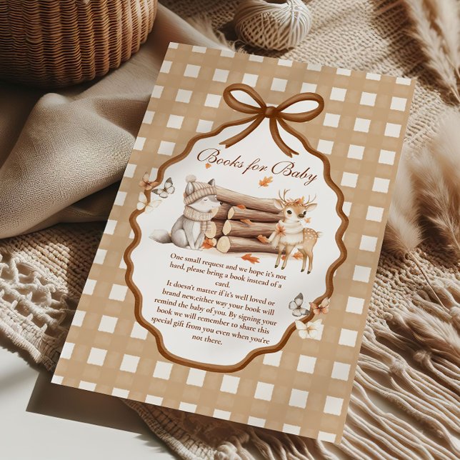 Carte D'accompagnement Woodland Baby shower En vichy Livres pour Baby Enc (Créateur téléchargé)