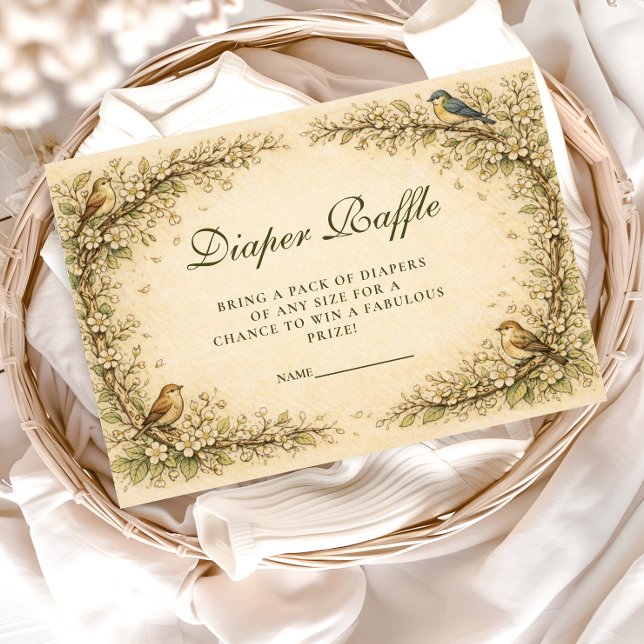 Carte D'accompagnement Woodland Birds Storybook Diapper Raffle (Créateur téléchargé)