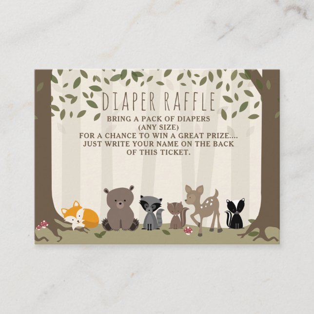 Carte D'accompagnement Woodland Créatures Baby Diaper Raffle (Devant)