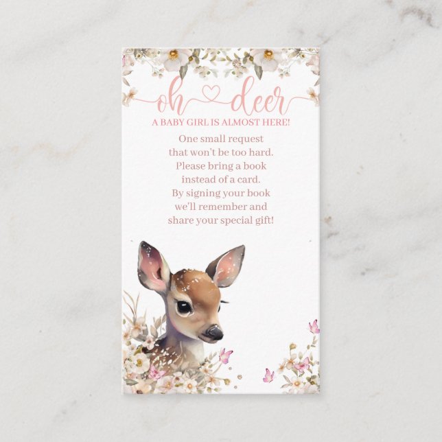 Carte D'accompagnement Woodland Deer Baby shower Girl, Livres Pour Bébé (Devant)