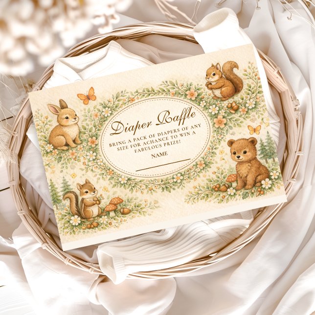 Carte D'accompagnement Woodland Forest Animals Diapper Raffle (Créateur téléchargé)