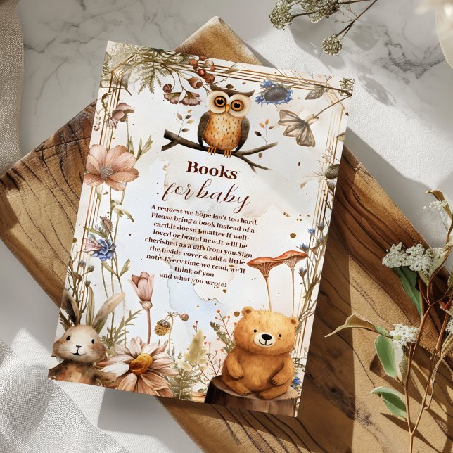 Carte D'accompagnement Woodland Forest Animaux Baby shower Livres pour bé (Créateur téléchargé)