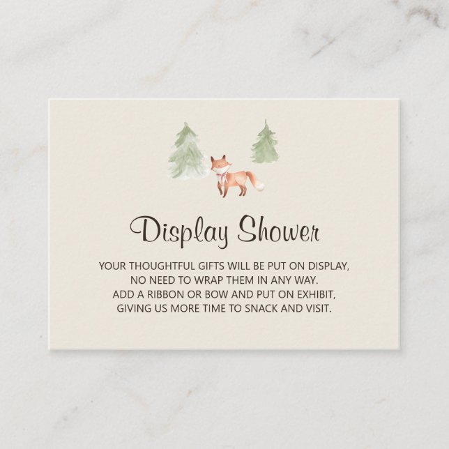 Carte D'accompagnement Woodland Fox Girl Baby Display Douche (Devant)