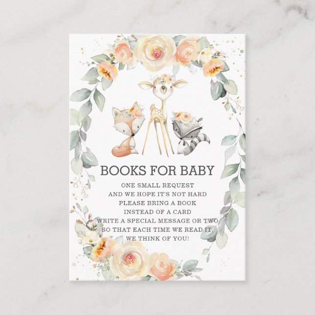 Carte D'accompagnement Woodland Jaune Floral Greenery Livres pour bébé (Devant)