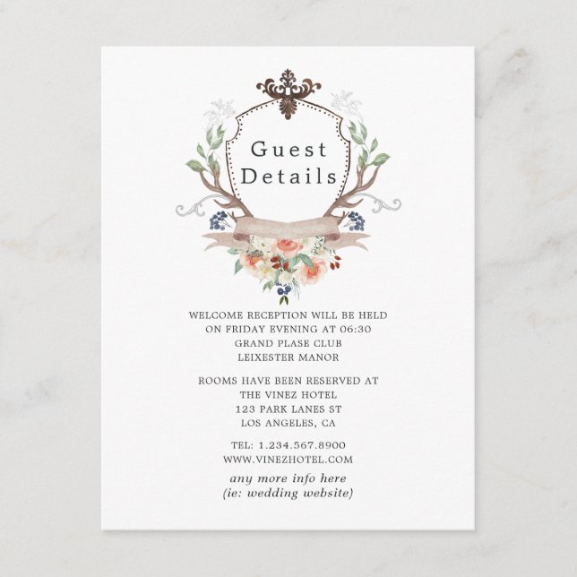 Carte D'accompagnement Woodland Laurel Crest Mariage Détails au sujet de  (Devant)