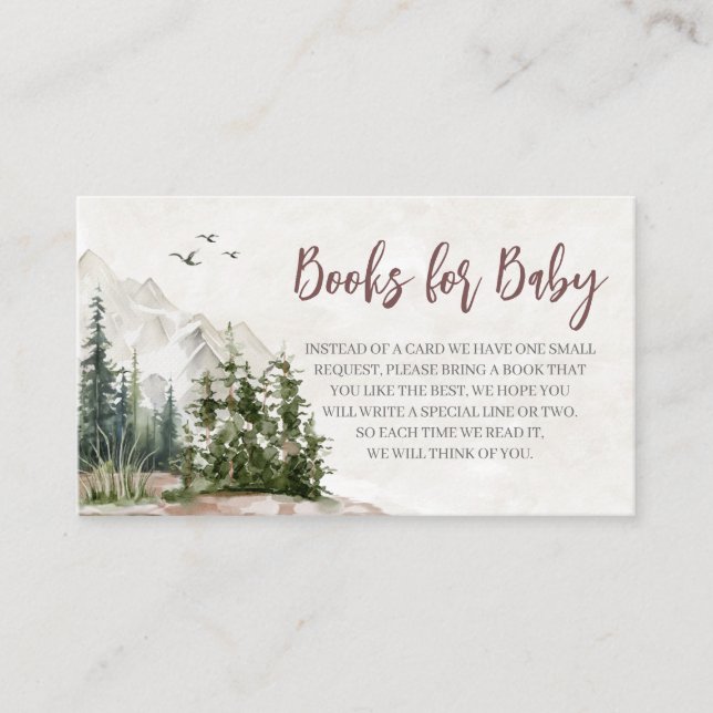 Carte D'accompagnement Woodland Mountain Baby showers Livres pour bébé (Devant)
