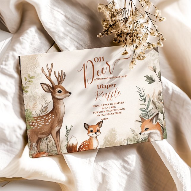 Carte D'accompagnement Woodland Oh Deer Thème Diapper Raffer (Créateur téléchargé)