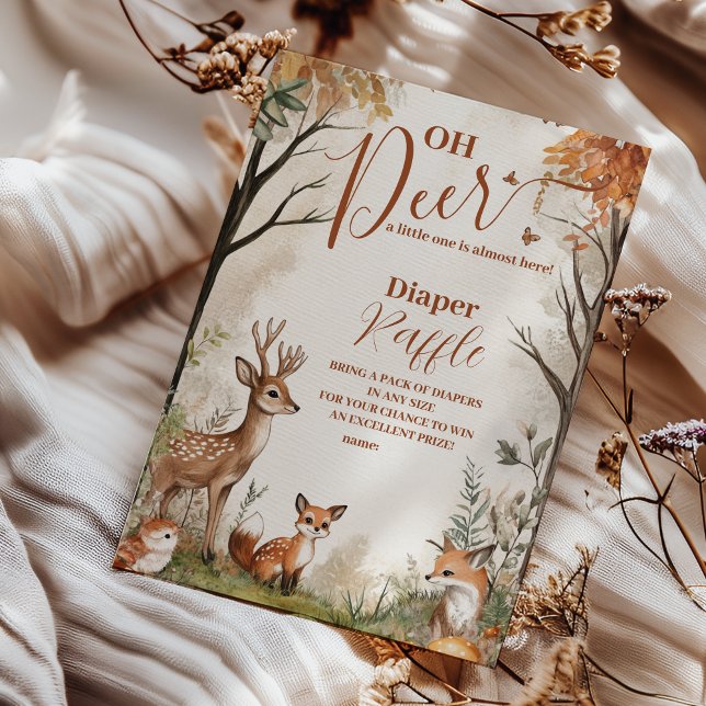 Carte D'accompagnement Woodland Oh Deer Thème Diapper Raffer (Créateur téléchargé)