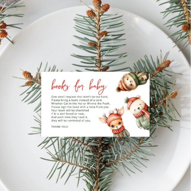 Carte D'accompagnement Woodland Winter Forest Baby showers Livres pour bé (Créateur téléchargé)