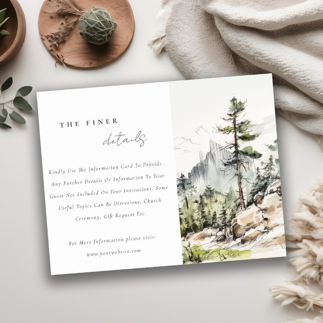 Carte D'accompagnement Woods Mountain Landcape Sketch Détails du Mariage (Créateur téléchargé)