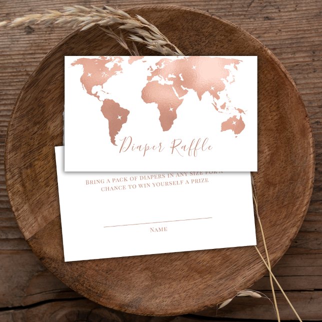 Carte D'accompagnement World Map Baby shower de rousseur de couches (World Map Adventure Diaper Raffle Baby Shower Enclosure Card)