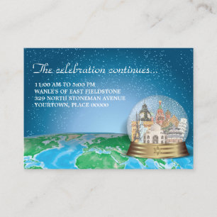 Carte D'accompagnement World Travel Snow Globe Bar Réception Bat mitzvah