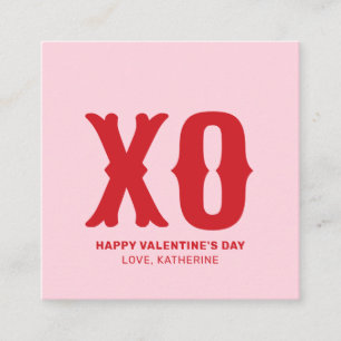 Carte D'accompagnement XO rose rouge moderne mignonne typographie valenti