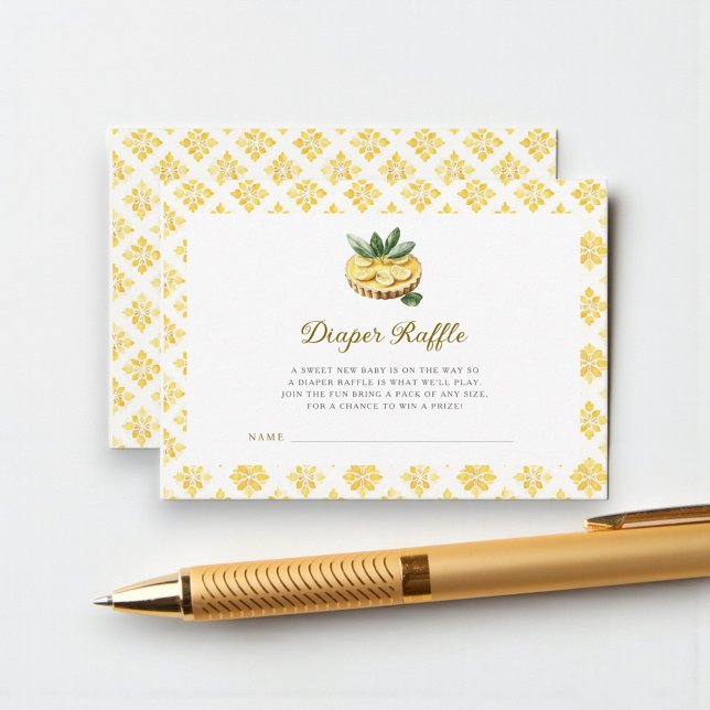 Carte D'accompagnement Yellow Floral Lemon Tart Baby Shower Diaper Raffle (Créateur téléchargé)