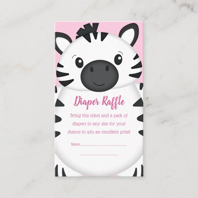Carte D'accompagnement Zebra Baby shower Safari Rose Girl (Devant)