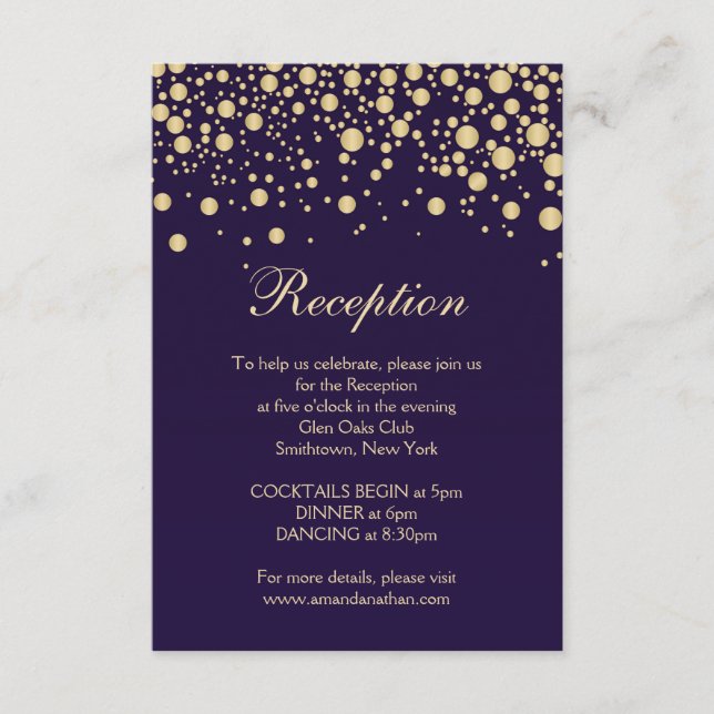 Carte d'accueil à effet d'or confetti (Devant)