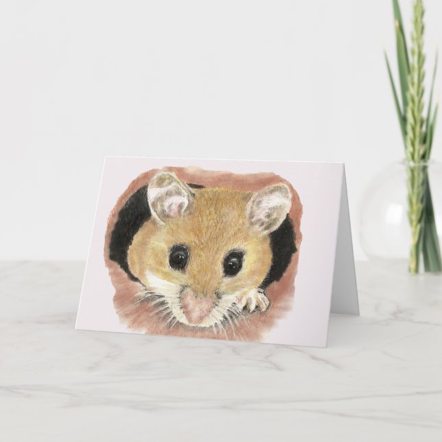 Carte d'accueil blanche pour souris à pochette d'a (Devant)