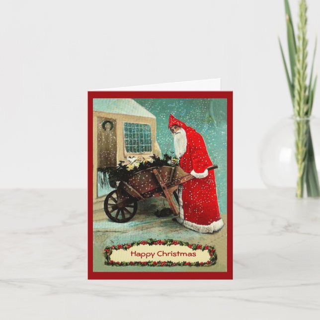 Carte d'accueil de la brouette de Noël du jardinie (Devant)