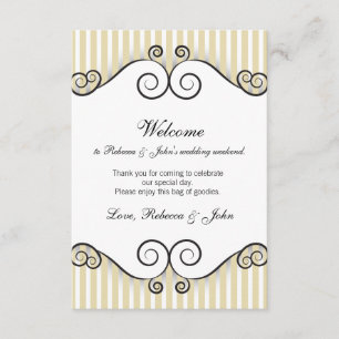 Carte d'accueil de mariage barrée par or vintage