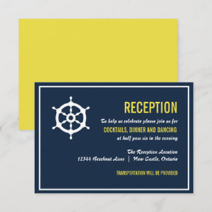 Carte d'accueil de mariage marine et jaune nautiqu