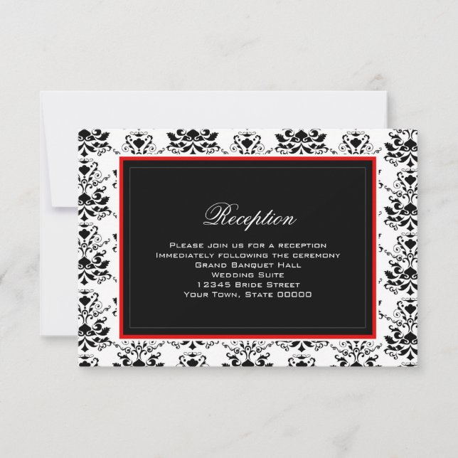 Carte d'accueil en rouge blanc et noir Damas (Devant)