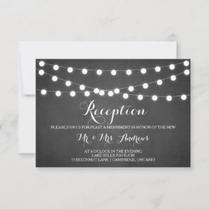 Carte d'accueil en tableau noir blanc Fairy Lights